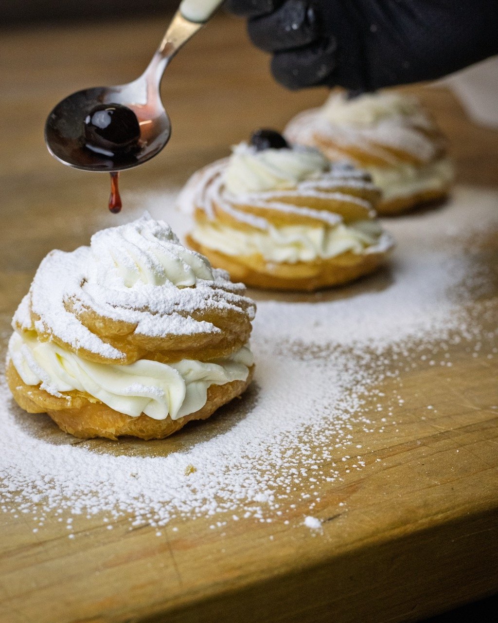 Artisan pastries being prepared.